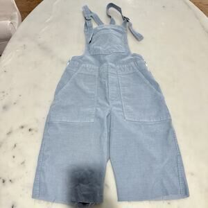 Aerie Women's XS Light Denim Blue Corduroy Overalls Romper Shorts Patch Pockets